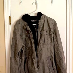 Charles And A Half Faux Leather Bomber w Hoodie